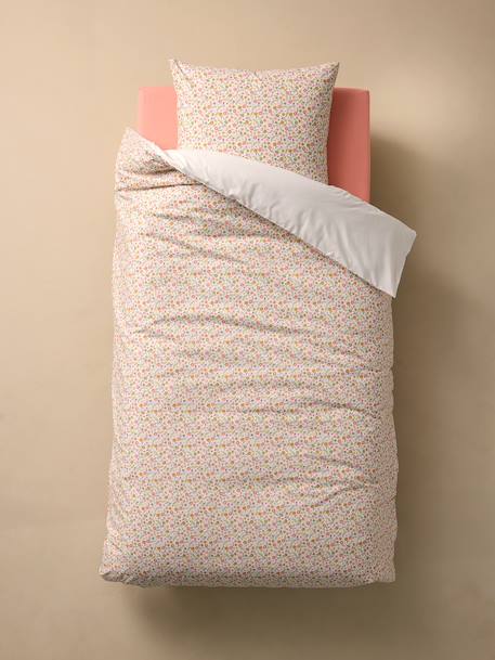 Parure housse de couette enfant et taie d'oreiller PETITE LICORNE, avec coton recyclé blanc imprimé - vertbaudet enfant 