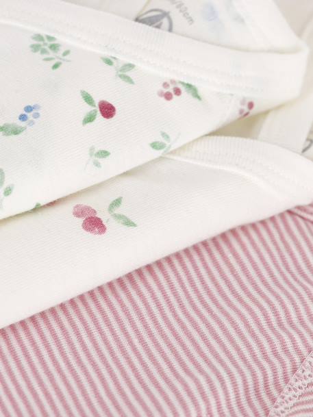 Set van 3 kruislings geknoopte baby-body's met korte mouwen PETIT BATEAU rozen - vertbaudet enfant 
