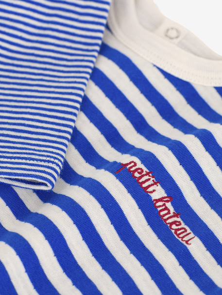 Baby T-shirt van katoen met lange mouwen, gestreept PETIT BATEAU blauw - vertbaudet enfant 