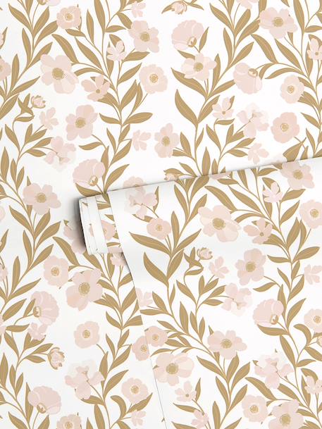 Papier peint guirlande de fleurs rose - vertbaudet enfant 