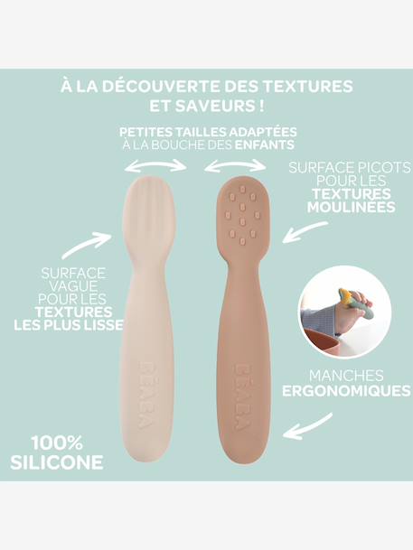 Lot de 2 pré-cuillères d'apprentissage en beige+terracotta+vert sauge - vertbaudet enfant 
