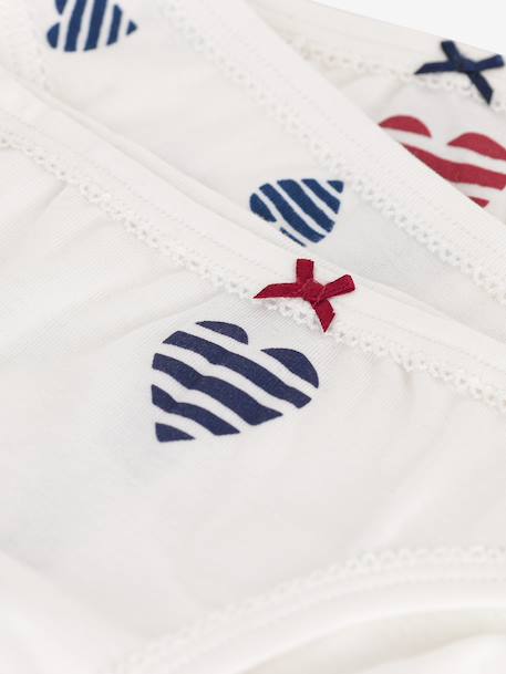 Lot de 3 culottes enfant en coton imprimé coeurs blanc - vertbaudet enfant 