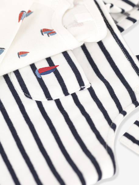 Salopette- en bodyset voor baby PETIT BATEAU marineblauw - vertbaudet enfant 