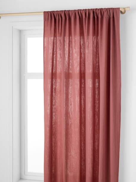 Rideau tube tamisant en gaze de coton blanc+bleu grisé+cannelle+écru+rose+rose poudré+vert sauge - vertbaudet enfant 