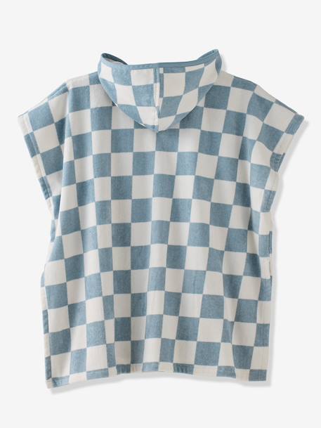 Poncho de bain / plage enfant personnalisable, avec coton recyclé blanc imprimé+carreaux bleu+lilas+menthe - vertbaudet enfant 