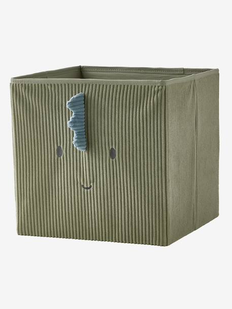 Lot de 2 bacs de rangement dino Minisaurus en velours côtelé vert sauge - vertbaudet enfant 
