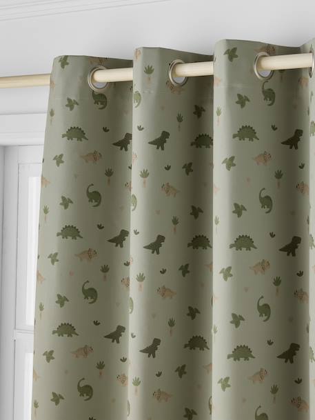 Rideau à oeillets occultant phosphorescent Dinosaures Minisaurus vert sauge - vertbaudet enfant 