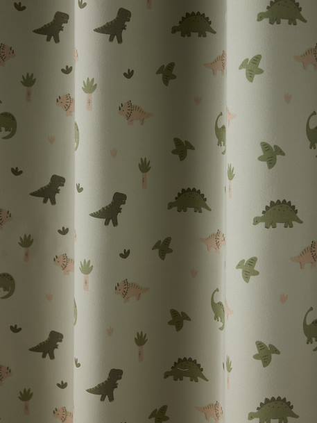 Rideau à oeillets occultant phosphorescent Dinosaures Minisaurus vert sauge - vertbaudet enfant 