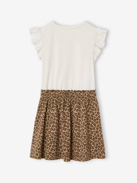 Robe fille effet 2 en 1 beige+écru+indigo+rayé rose+rose pâle - vertbaudet enfant 