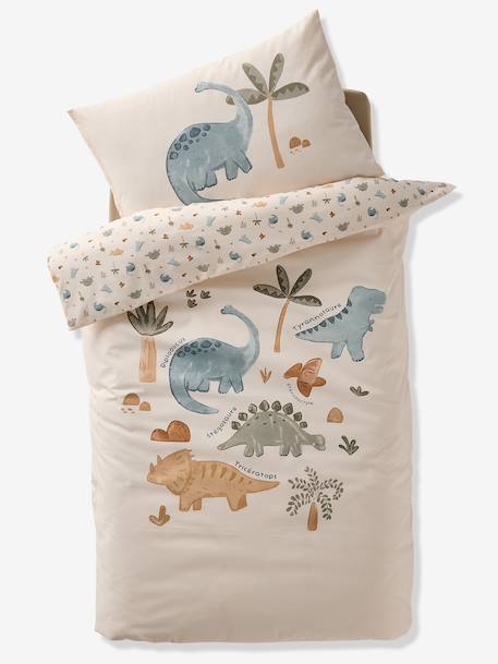 Parure housse de couette bébé et taie d'oreiller MINISAURUS écru - vertbaudet enfant 