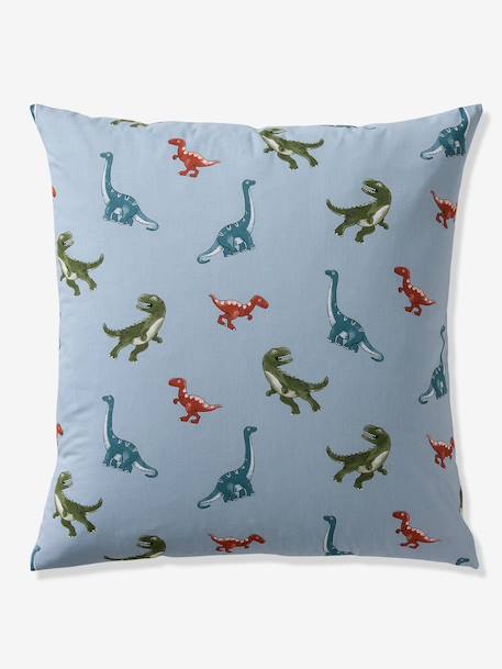 Parure housse de couette + taie d'oreiller enfant avec coton recyclé DINO FRIENDS bleu glacier - vertbaudet enfant 