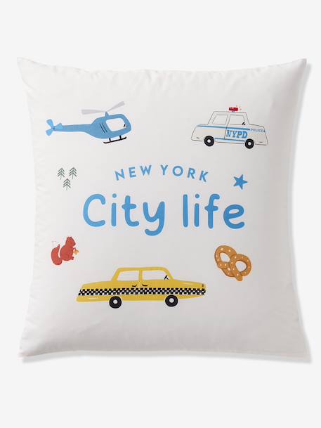 Parure housse de couette + taie d'oreiller enfant avec coton recyclé VARSITY carreaux bleu - vertbaudet enfant 