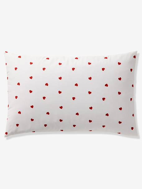 Parure housse de couette enfant et taie d'oreiller COEURS blanc imprimé - vertbaudet enfant 