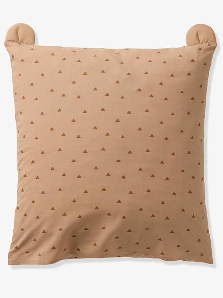 Parure housse de couette + taie d'oreiller OURSON, avec coton recyclé beige imprimé - vertbaudet enfant 