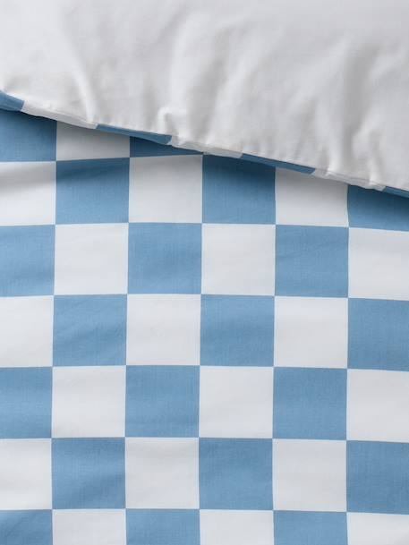 Dekbedovertrekset + kussensloop kind met gerecycled katoen VARSITY blauw, geruit - vertbaudet enfant 