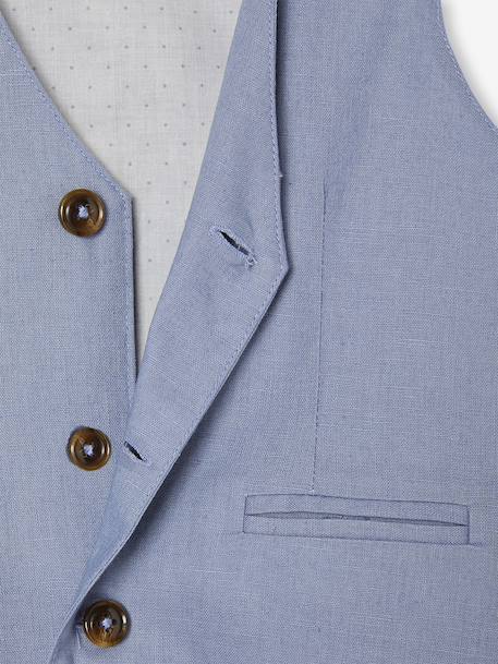 Veste garçon cérémonie sans manches en coton/ lin bleu+marine foncé+vert sauge - vertbaudet enfant 