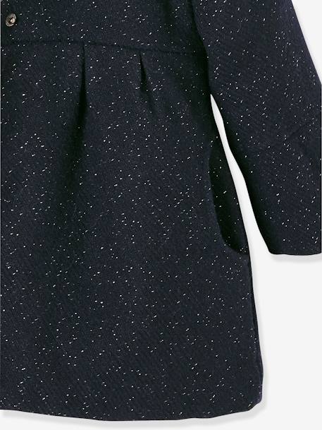 Manteau à capuche fille drap de laine MARINE GRISE - vertbaudet enfant 