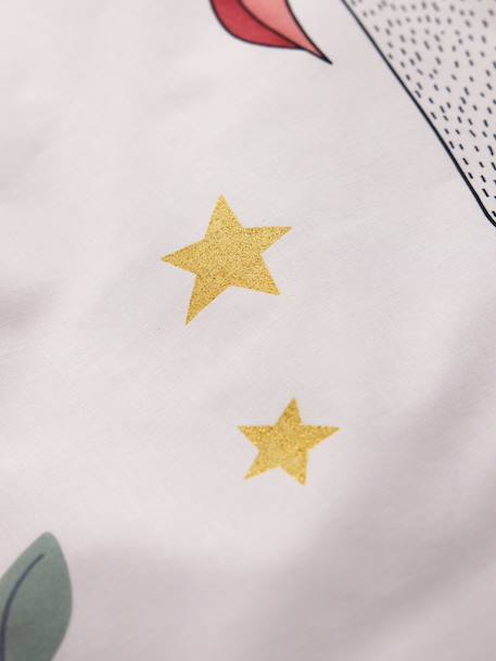 Dekbedovertrekset + kussensloop kind PETITE LICORNE, met gerecycled katoen wit, bedrukt - vertbaudet enfant 