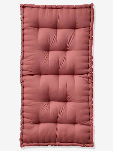 Matras in futon-stijl grijsblauw+kaneel+roze (poederkleur)+rozen+saliegroen - vertbaudet enfant 
