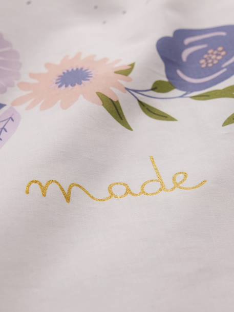 Parure housse de couette enfant et taie d'oreiller PETITE LICORNE, avec coton recyclé blanc imprimé - vertbaudet enfant 