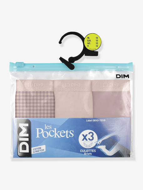 Lot de 3 culottes fille en coton stretch Les Pockets rose - vertbaudet enfant 