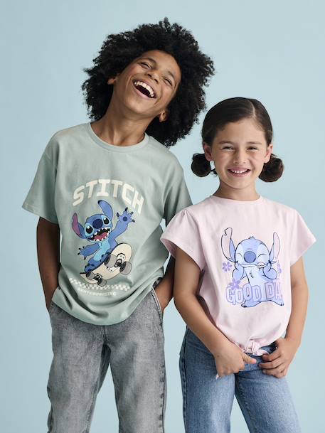 T-shirt noué 'Good day' Disney Stitch manches courtes lilas poudré - vertbaudet enfant 