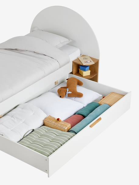 Lit enfant 90x190cm avec rangements + table de chevet réversible Japi blanc - vertbaudet enfant 