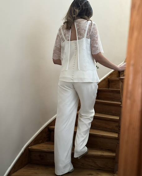 Pantalon large en crêpe collection mariage écru - vertbaudet enfant 