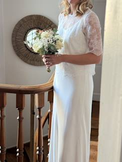Vêtements de grossesse-Chemisier, tunique-Blouse de mariée en dentelle grossesse ou femme collection mariage