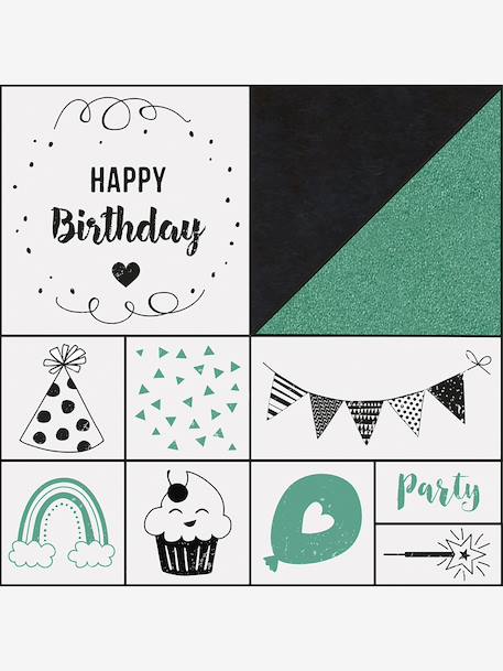 Set de tampons en bois HAPPY BIRTHDAY folia, 9 tampons + 2 encres bois - vertbaudet enfant 