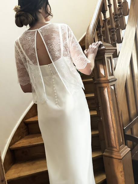 Robe de mariée en crêpe grossesse ou femme collection mariage écru - vertbaudet enfant 