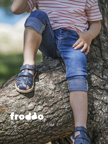 Sandales pieds nus fermées pour enfants BAREFOOT FLEXY AVI froddo gris clair+marine - vertbaudet enfant 