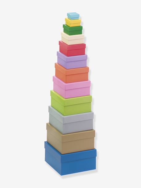 Set van 12 vierkante kartonnen dozen RAINBOW FOLIA meerkleurig - vertbaudet enfant 