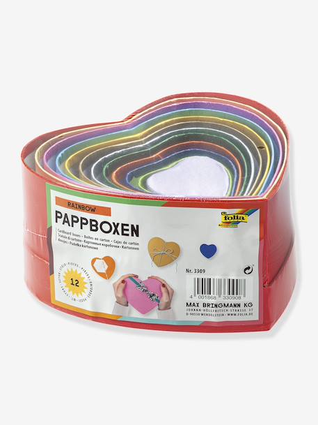 Set van 12 kartonnen dozen, in de vorm van een hart RAINBOW FOLIA meerkleurig - vertbaudet enfant 
