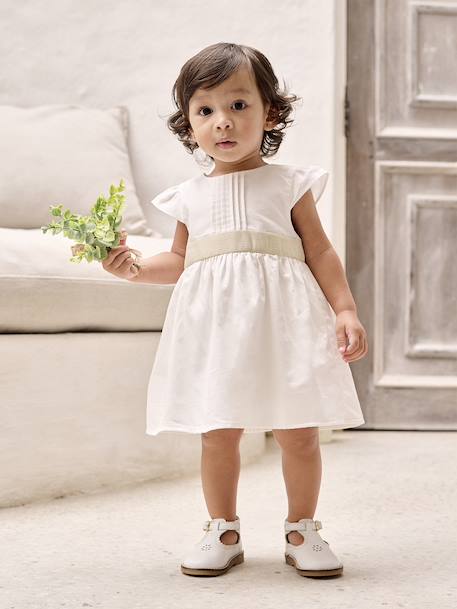 Robe cérémonie bébé fille ceinture nouée au dos blanc - vertbaudet enfant 