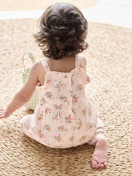 Ruime katoenen babyromper lichtroze - vertbaudet enfant 