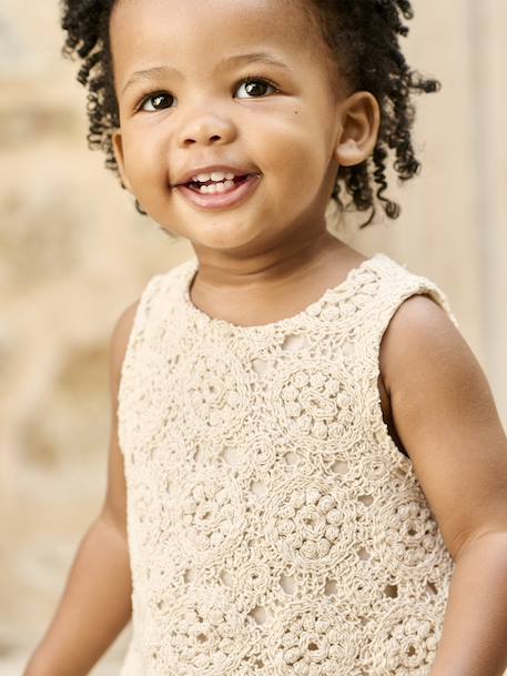 Baby set top + short in macramé vanille - vertbaudet enfant 