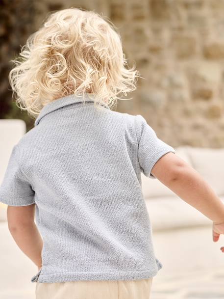 Chemise manches courtes maille fantaisie bébé bleu grisé - vertbaudet enfant 