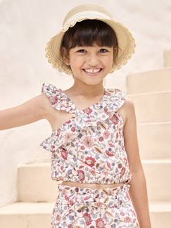 -Blouse à volant asymétrique fille imprimée fleurs