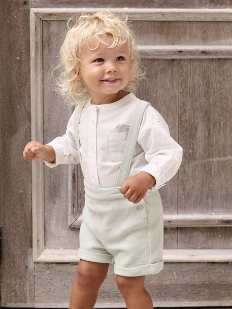 Ensemble bébé chemise et short cérémonie beige+vert sauge - vertbaudet enfant 