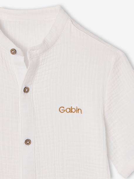 Chemise garçon gaze de coton col mao écru - vertbaudet enfant 