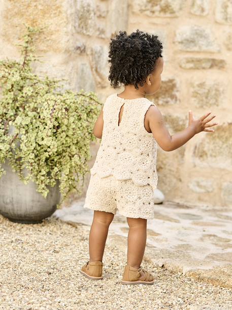 Baby set top + short in macramé vanille - vertbaudet enfant 