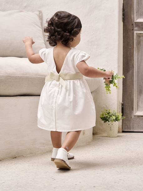 Robe cérémonie bébé fille ceinture nouée au dos blanc - vertbaudet enfant 