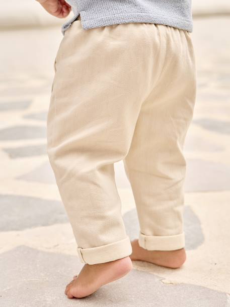 Pantalon bébé taille élastiquée caramel+vanille - vertbaudet enfant 