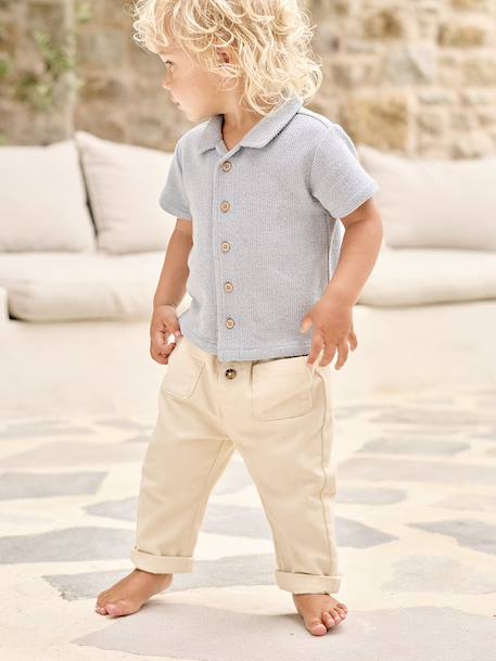 Pantalon bébé taille élastiquée caramel+vanille - vertbaudet enfant 