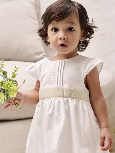 Robe cérémonie bébé fille ceinture nouée au dos blanc - vertbaudet enfant 