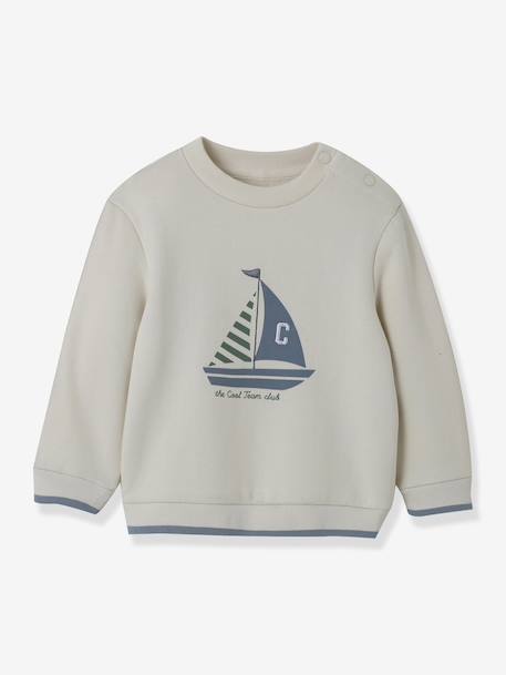 Sweater zeilboot baby biologisch katoen CYRILLUS ecru - vertbaudet enfant 