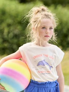 -T-shirt à épaulettes motif placé fille