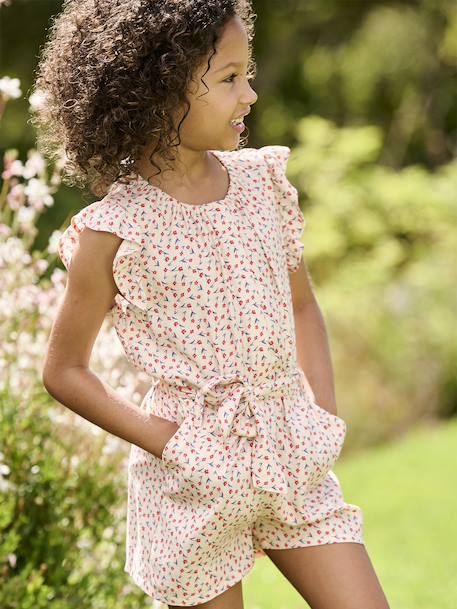 Jumpsuit voor meisjes lichtroze - vertbaudet enfant 