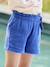 Short en gaze de coton style 'paperbag' fille beige+bleu électrique+corail - vertbaudet enfant 